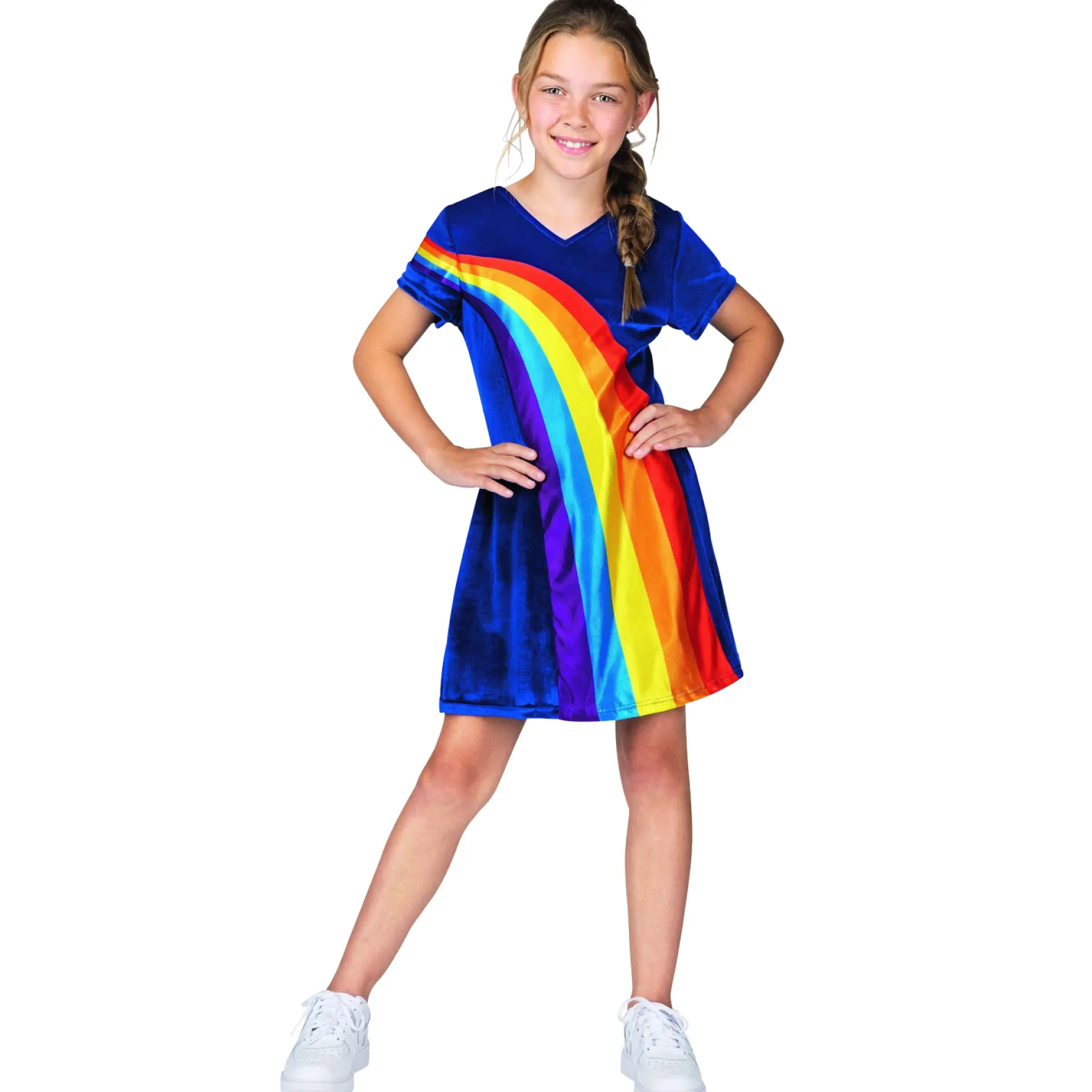 K3 Verkleedkleding Jurk Regenboog Blauw 6-8 Jaar