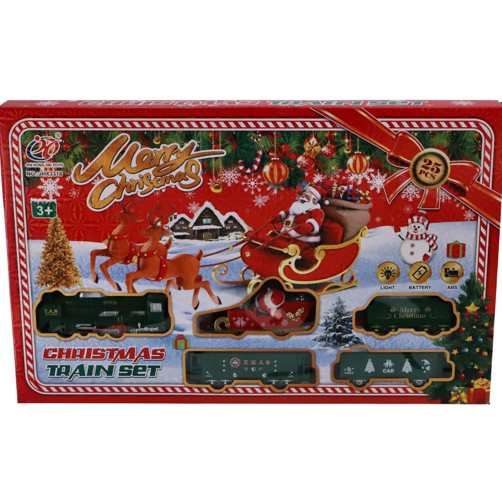 Kersttrein met licht en geluid 25 delig