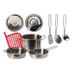 Keukenspeelset roestvrij staal 9 delig