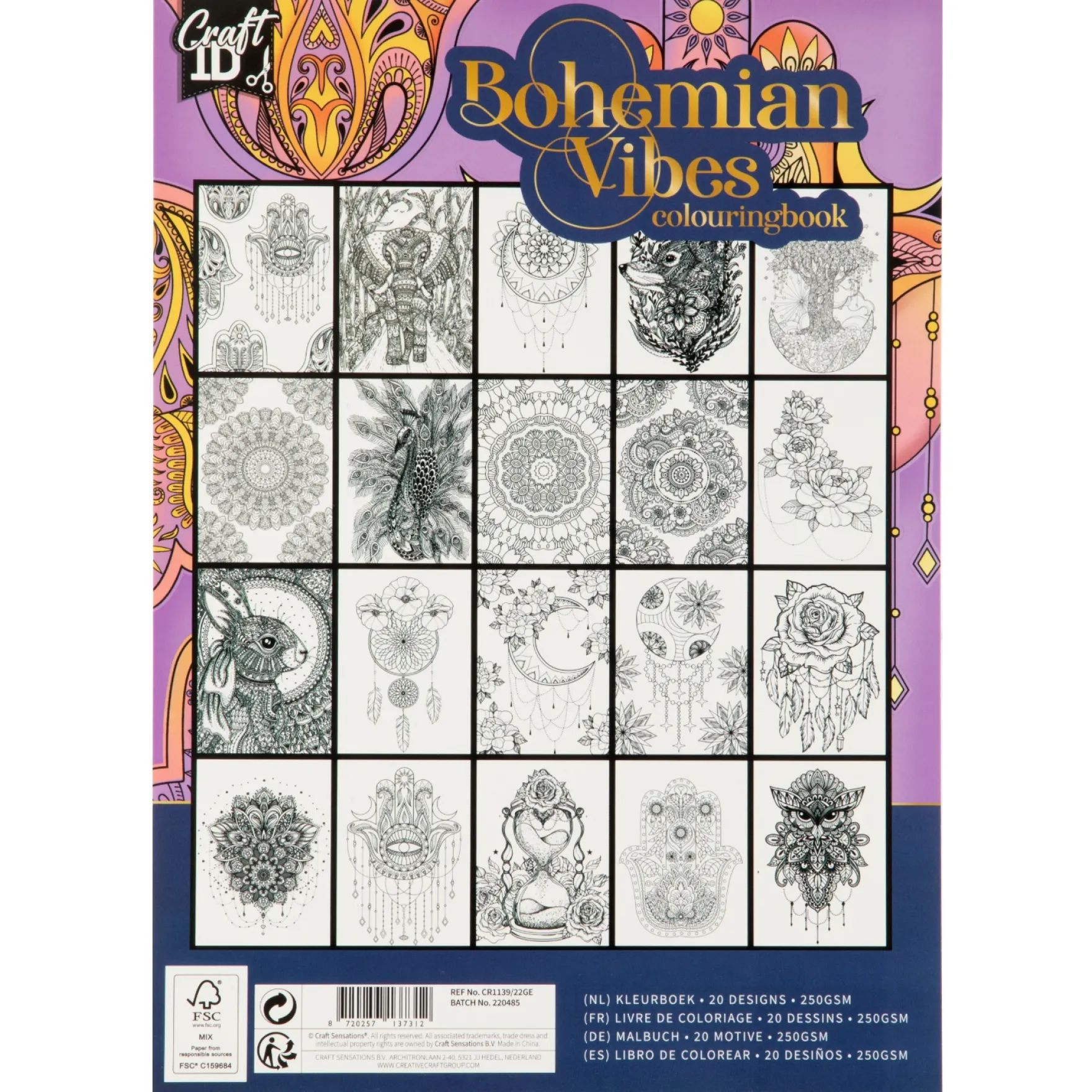 Kleurboek voor Volwassenen 7x21cm 20 designs 2 assorti