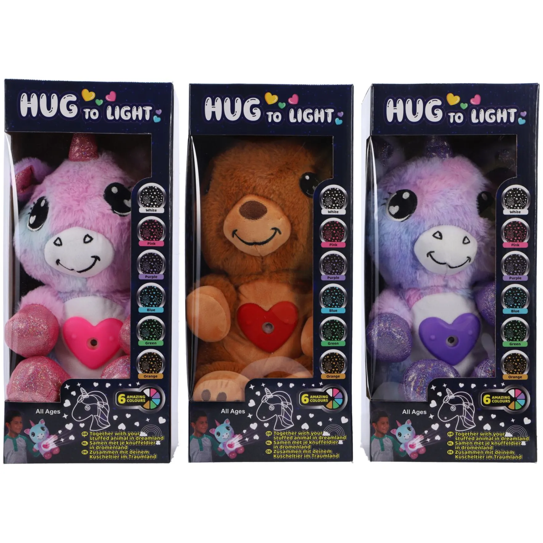 Knuffel Pluche Dier Met Projector 3 Assorti