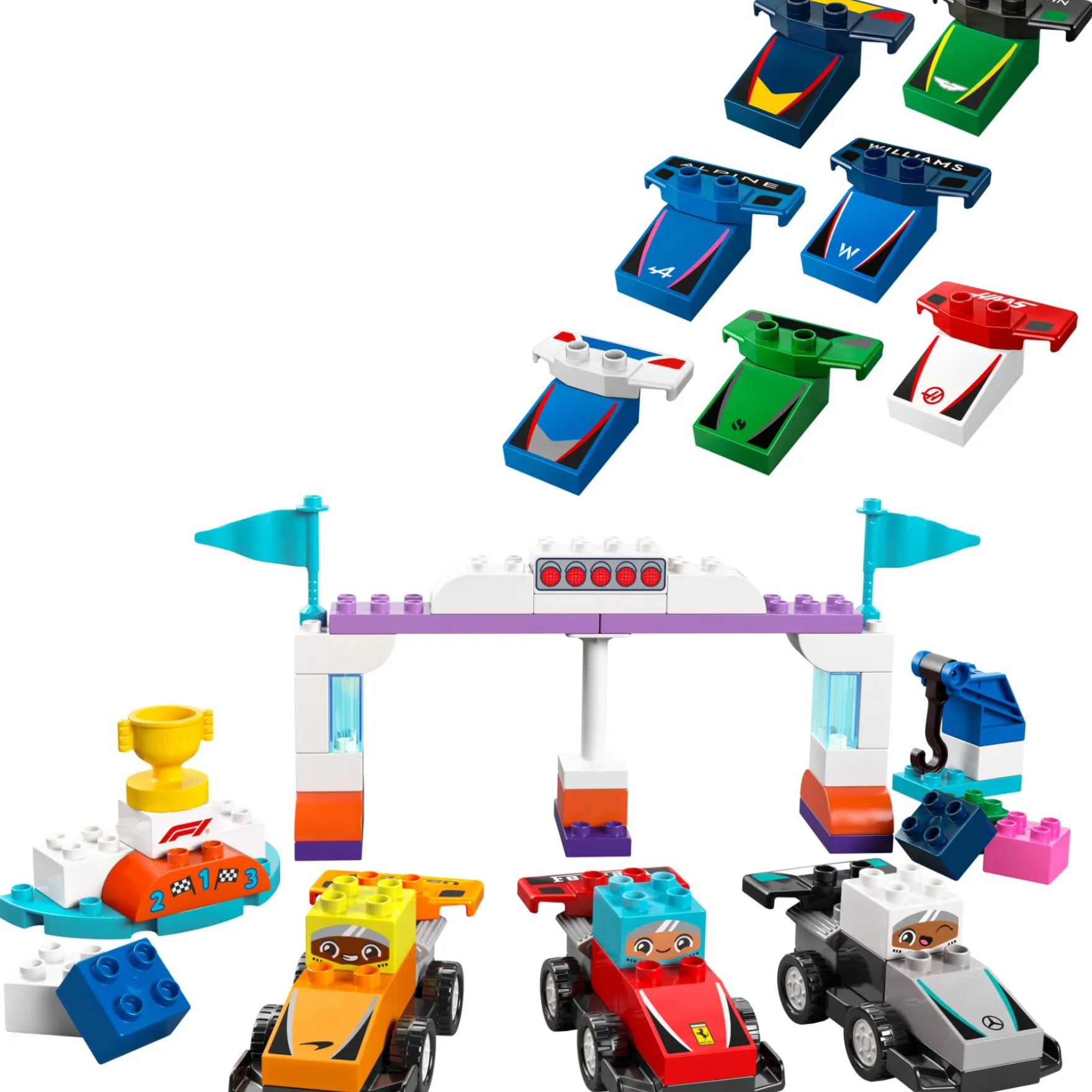 LEGO 10445 DUPLO F1 team racewagens en coureurs