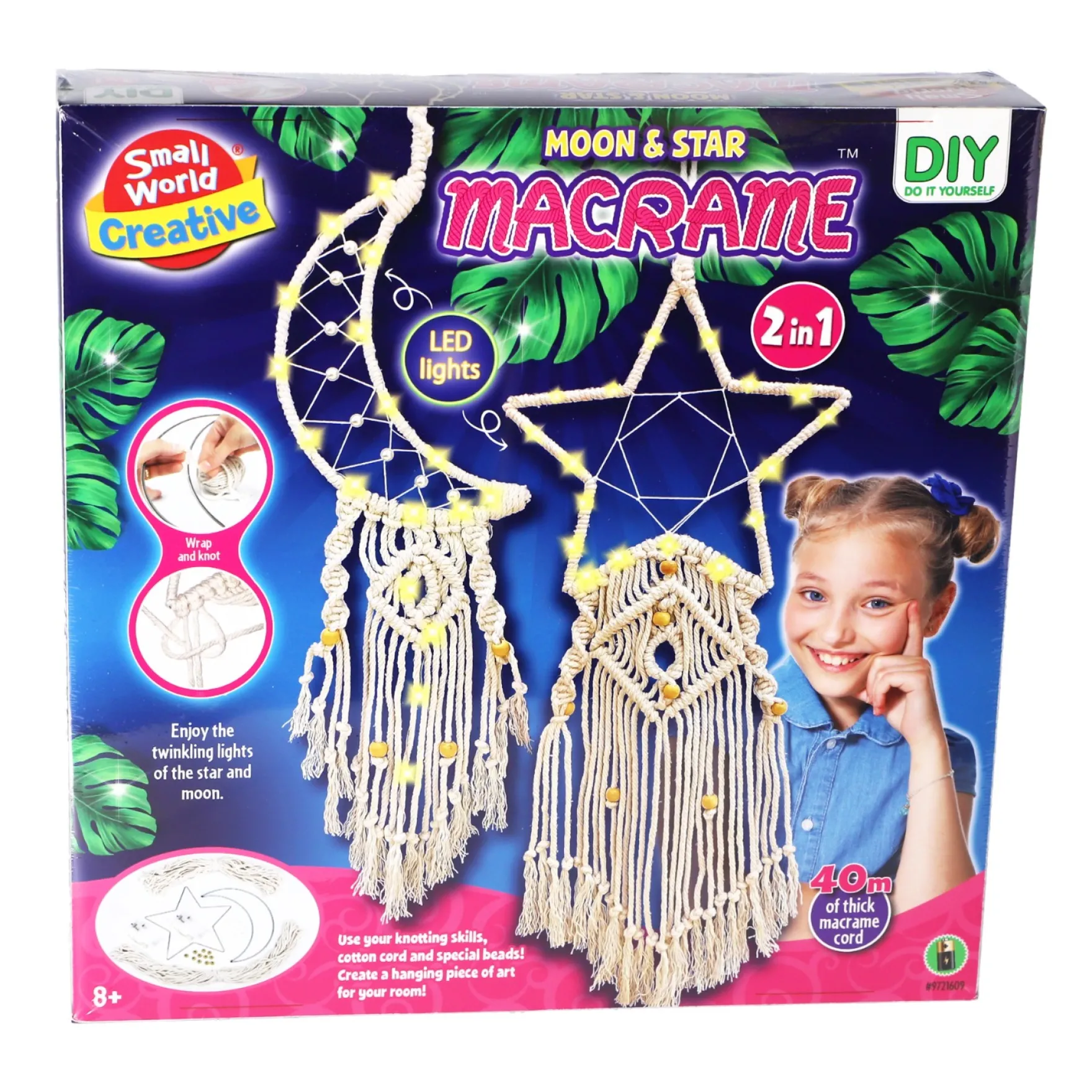 Macrame maan en ster met licht