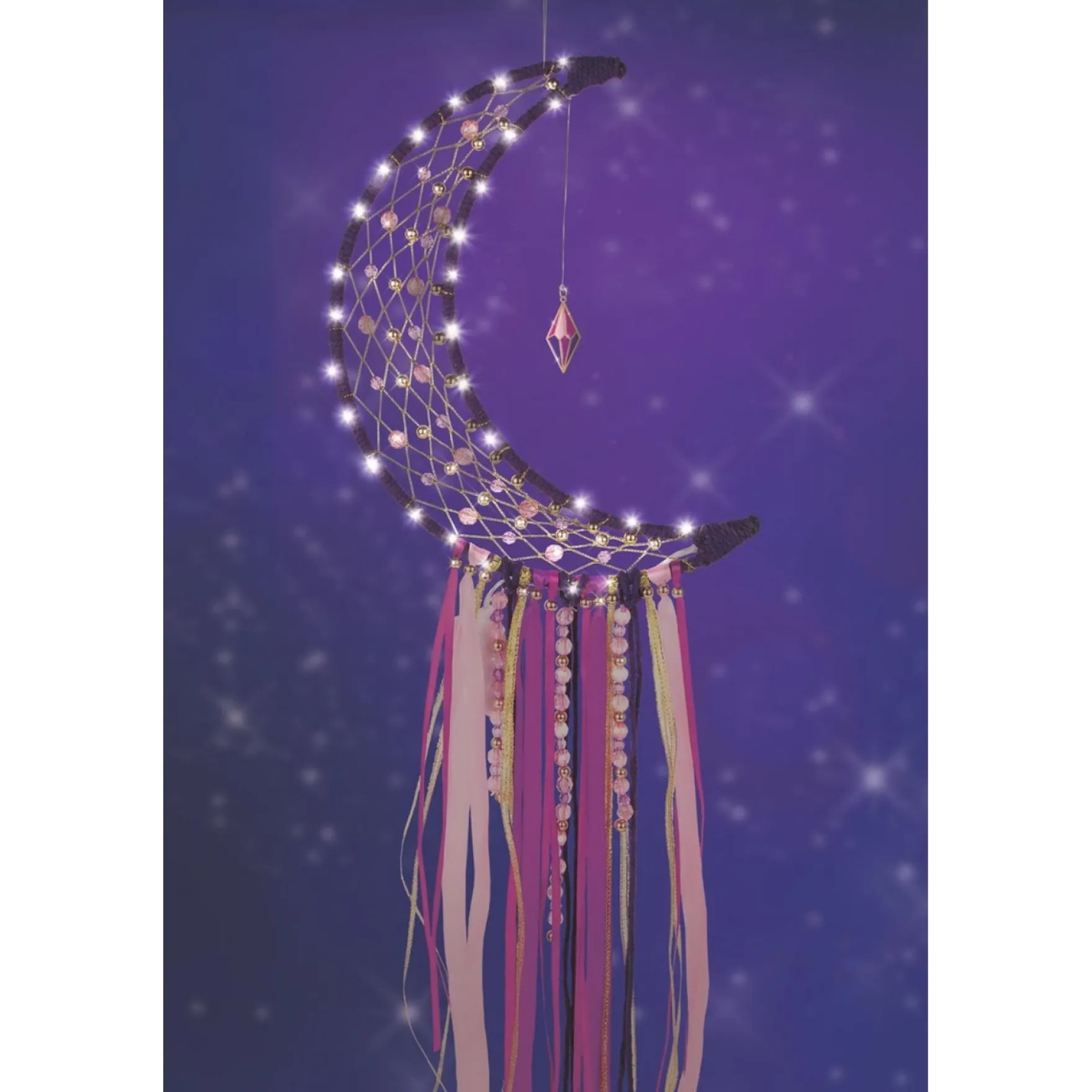 Make it real maanvormige dromenvanger met lichtjes maken