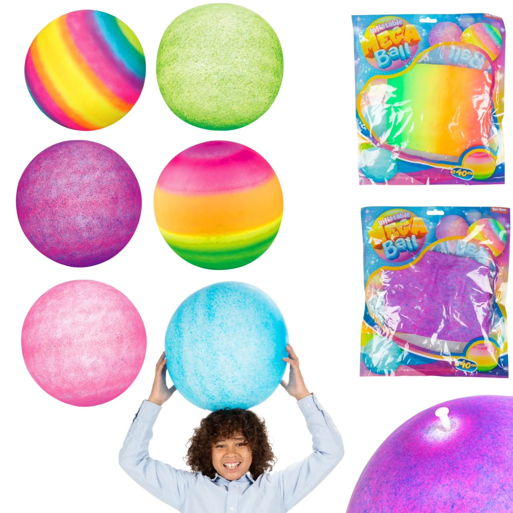 Megabal met felle kleuren 40 cm 6 assorti