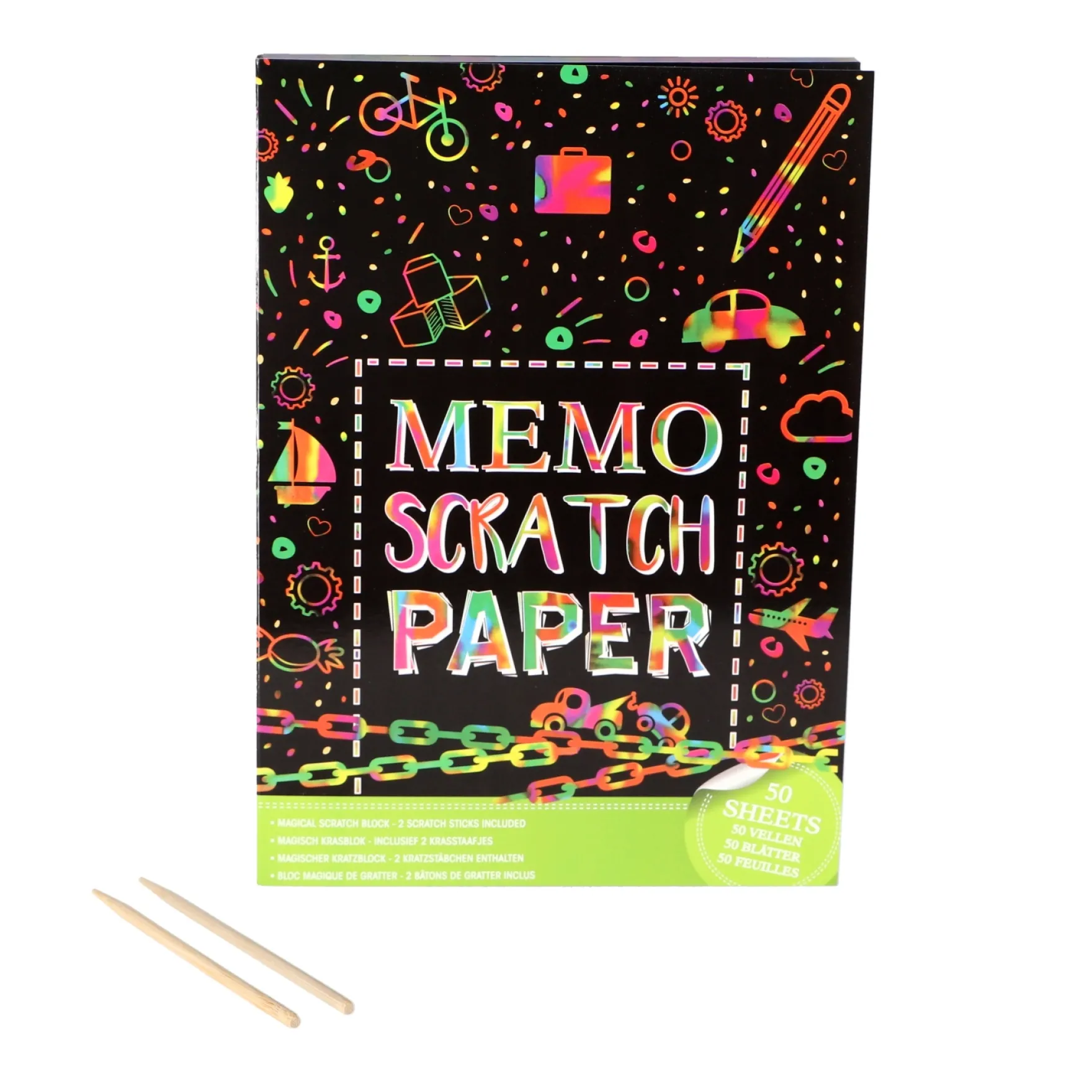 Memo Papier Scratch A4 50 Vel+2 Pennen