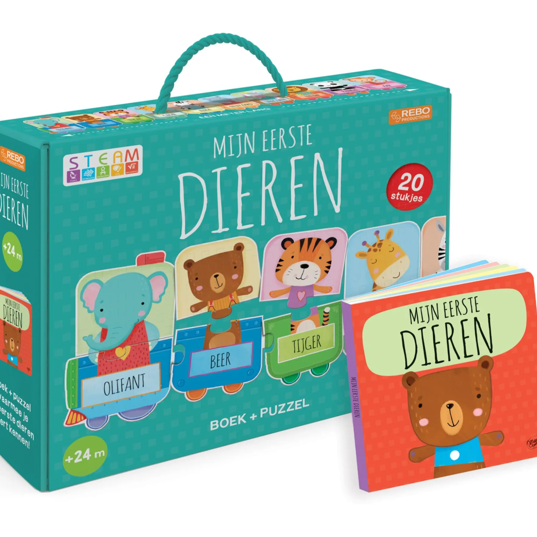 Mijn Eerste Dieren Puzzeltrein + Boek