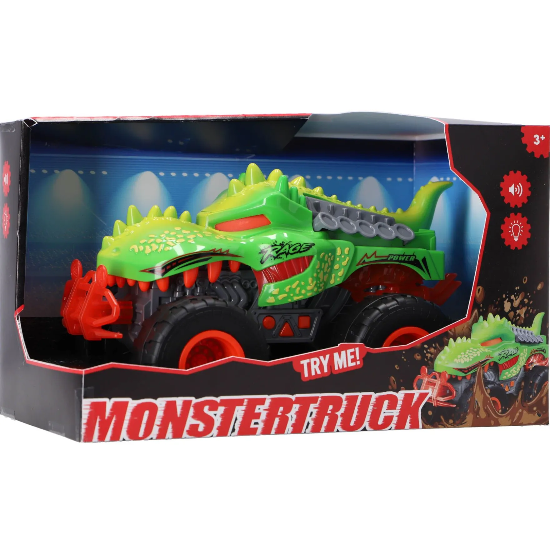 Monstertruck dino blauw met licht en geluid
