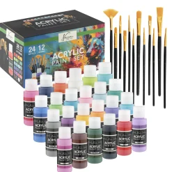 Plakkaatverf acrylic set compleet 24x59ml+12  kwasten