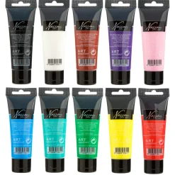 Plakkaatverf in tube 75ml 10 verschillende kleuren assorti