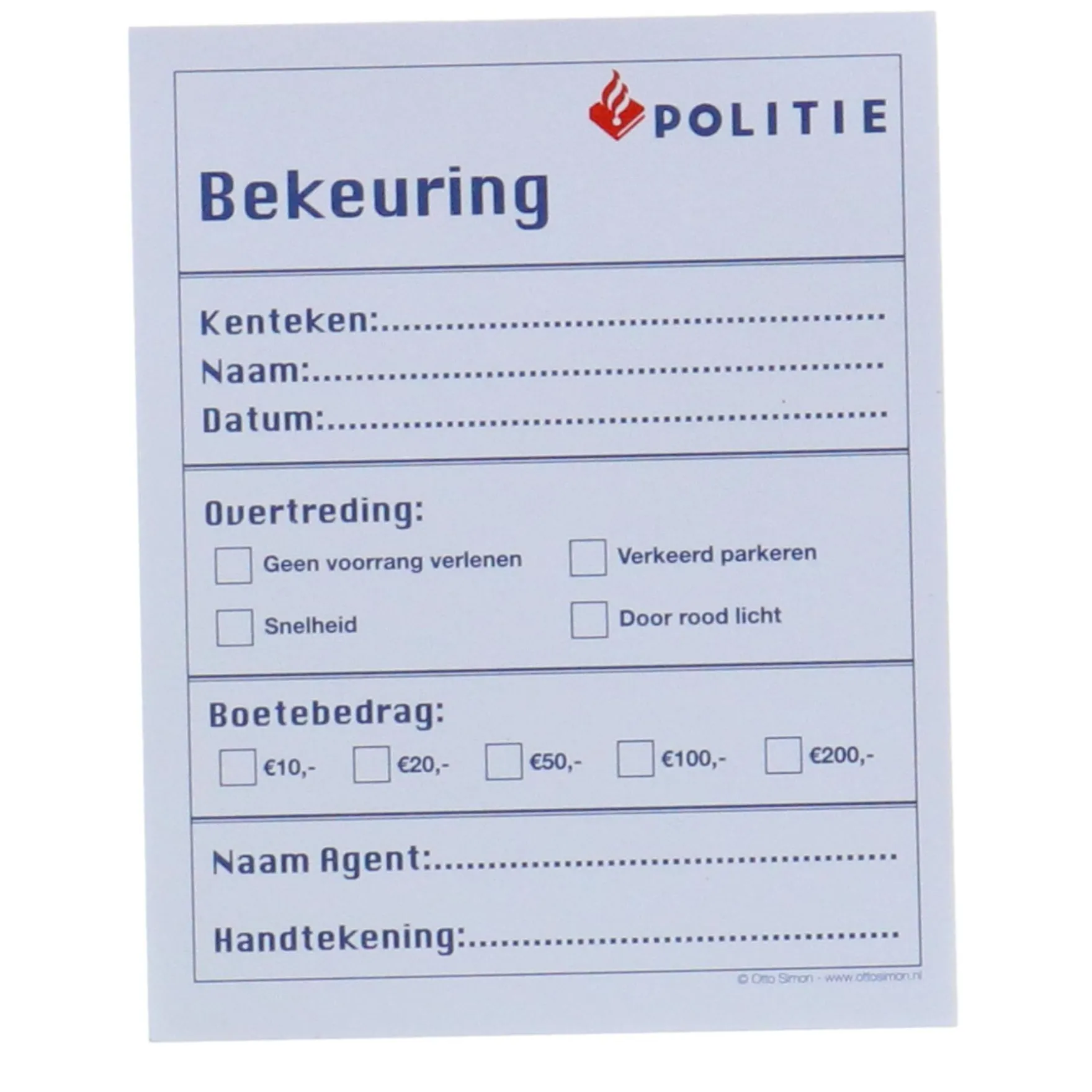 Politie Bonnenboekje