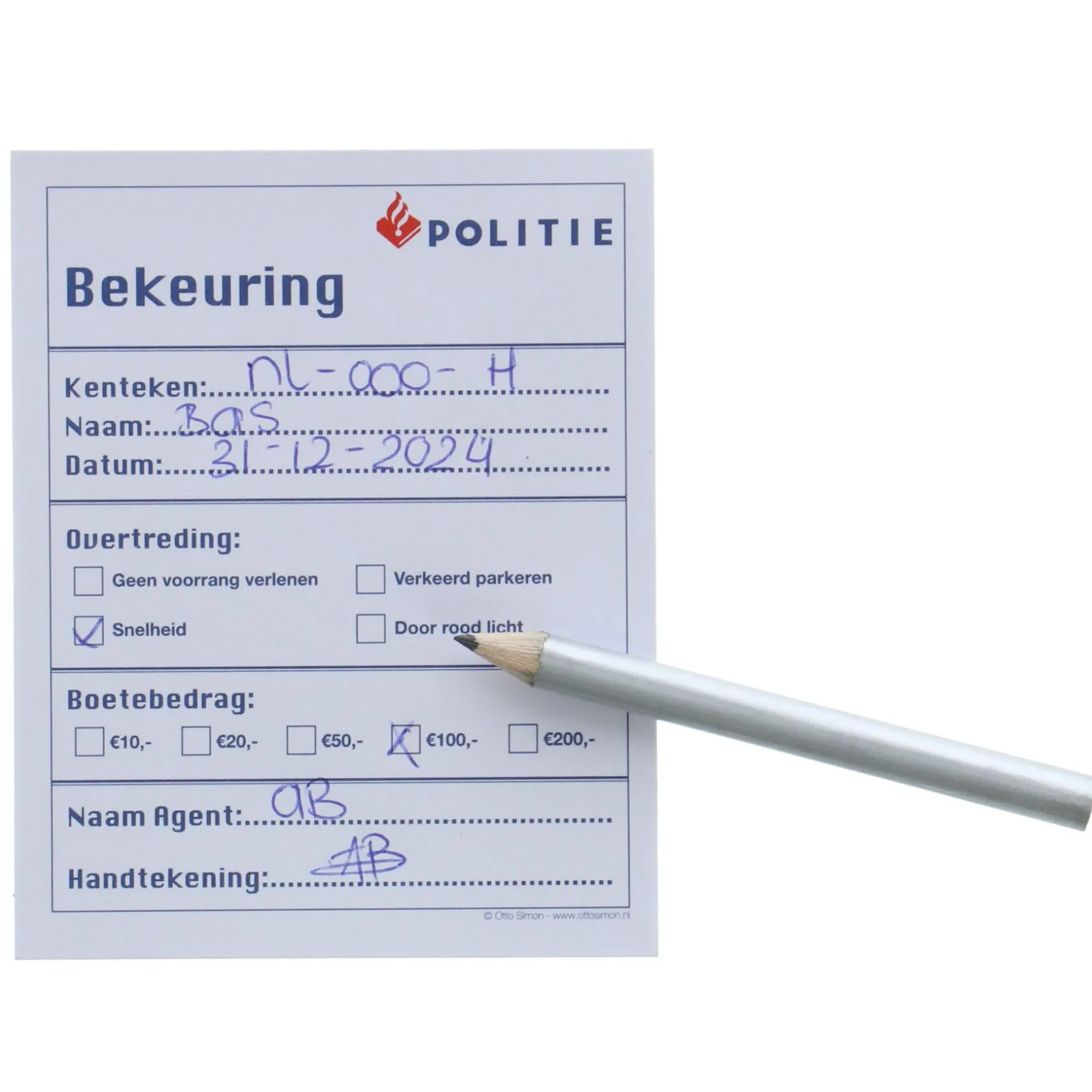 Politie Bonnenboekje