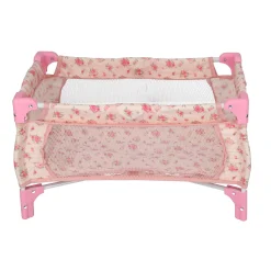 Poppenbed opvouwbaar roze bloem