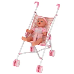 Poppenbuggy roze bloem
