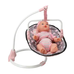 Poppenstoel 3 in 1 grijs/roze 42x40x40 cm