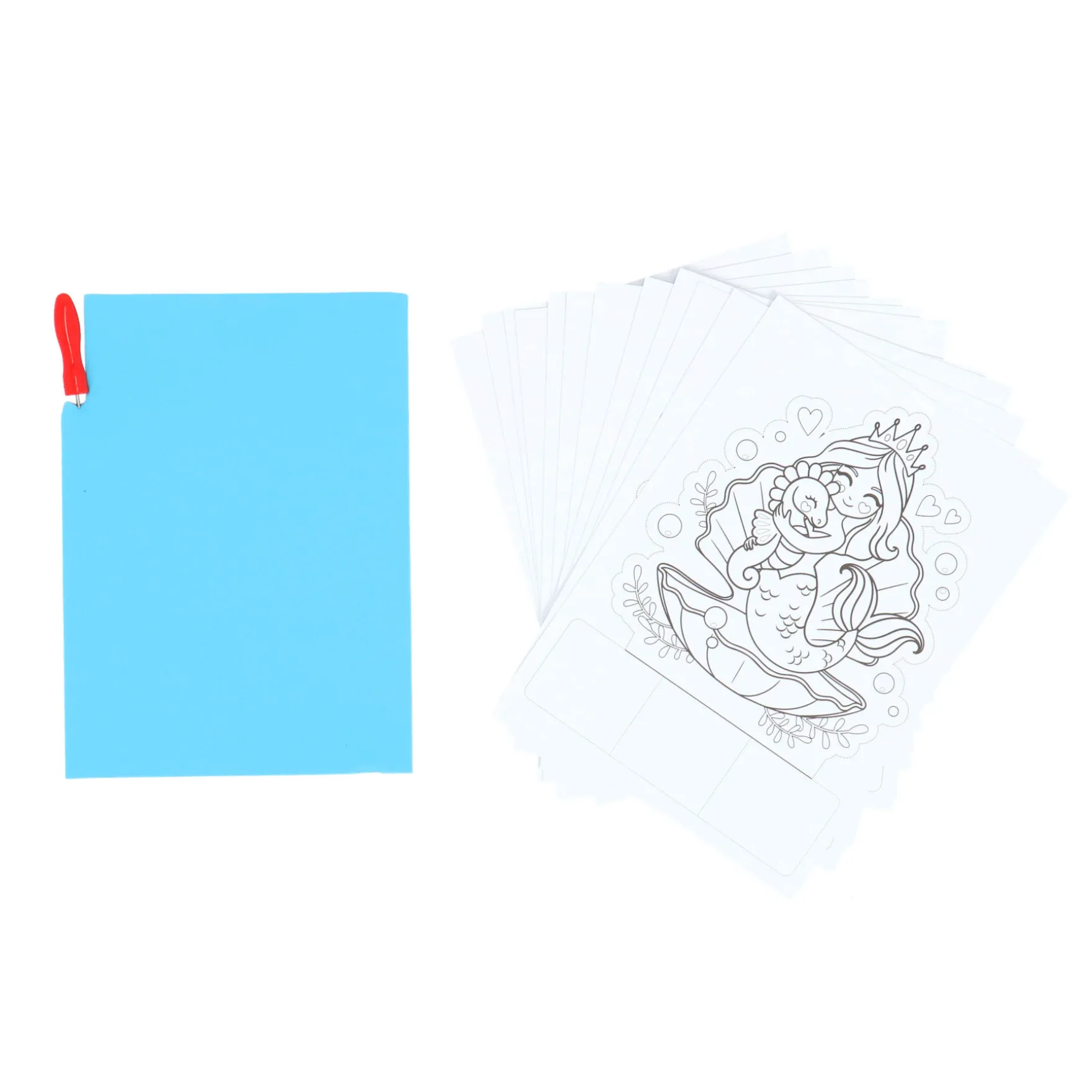 Prikblok met prikpen en 12 sjablonen assorti