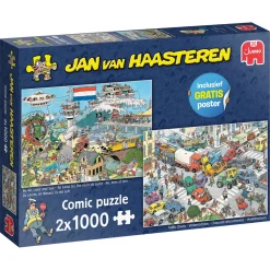 Puzzel Jan Van Haasteren Verkeerschaos En Ter Land Ter Zee En In De Lucht 2x 1000 Stukjes