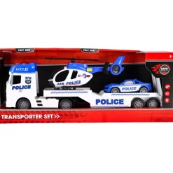 Rapid Wheels Autotransporter Politie met auto en Helicopter met licht en geluid en frictie