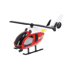 Rapid Wheels Autotransporter brandweer met auto en helikopter met licht en geluid en frictie