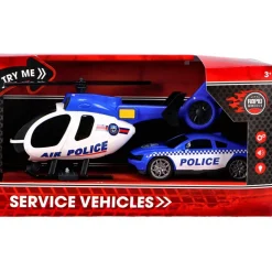 Rapid Wheels Politievoertuigenset Helicopter En Auto Met Licht En Geluid En Frictie