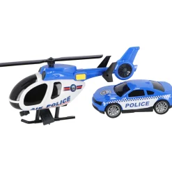 Rapid Wheels Politievoertuigenset Helicopter En Auto Met Licht En Geluid En Frictie