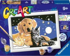 Ravensburger Creart Schilderen op nummer hond en  poes glitter