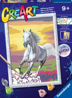 Ravensburger Creart schilderen op nummer paard   bij zonsondergang