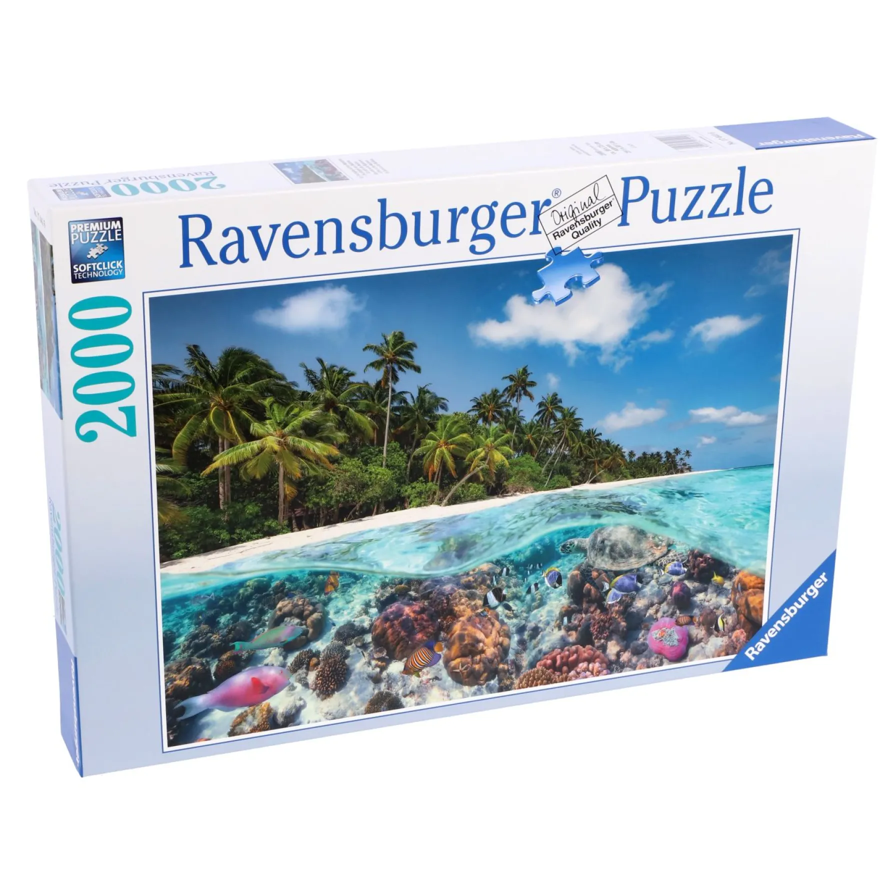 Ravensburger puzzel "Een duik op de Maledieven" stukjes