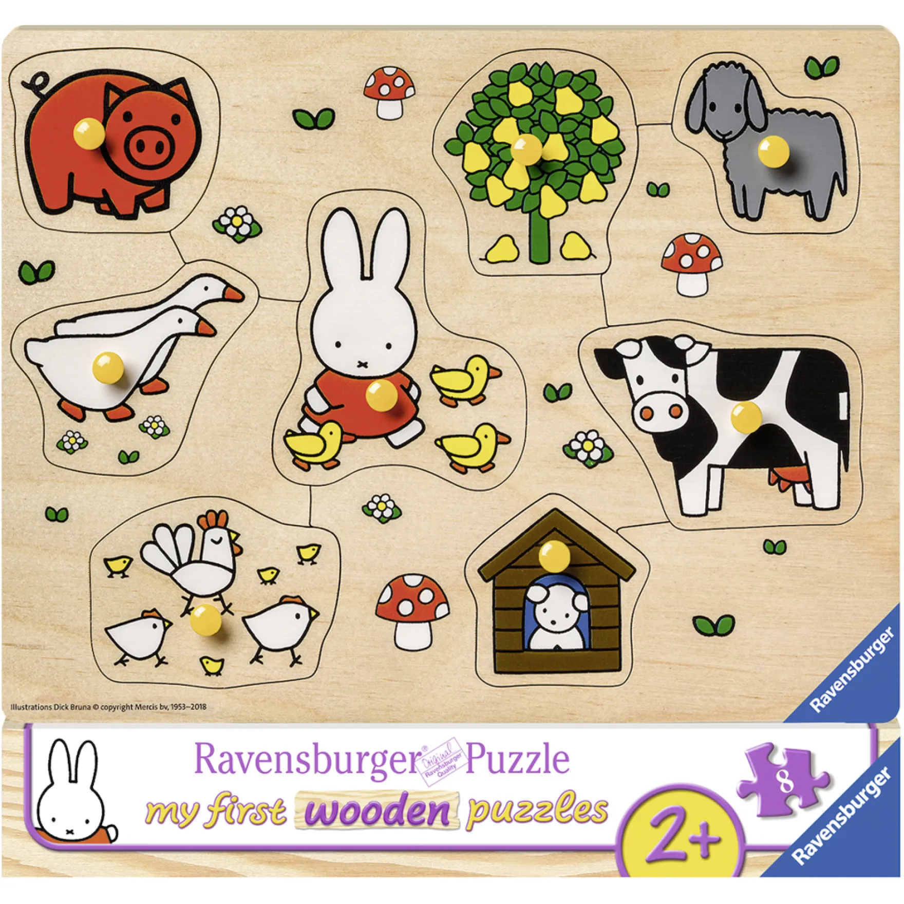 Ravensburger puzzel Hout Nijntje Op De Boerderij 8 Stukjes