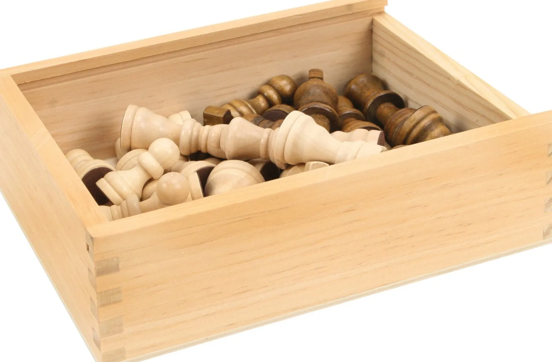 Schaakstukken in kistje 7,7 cm