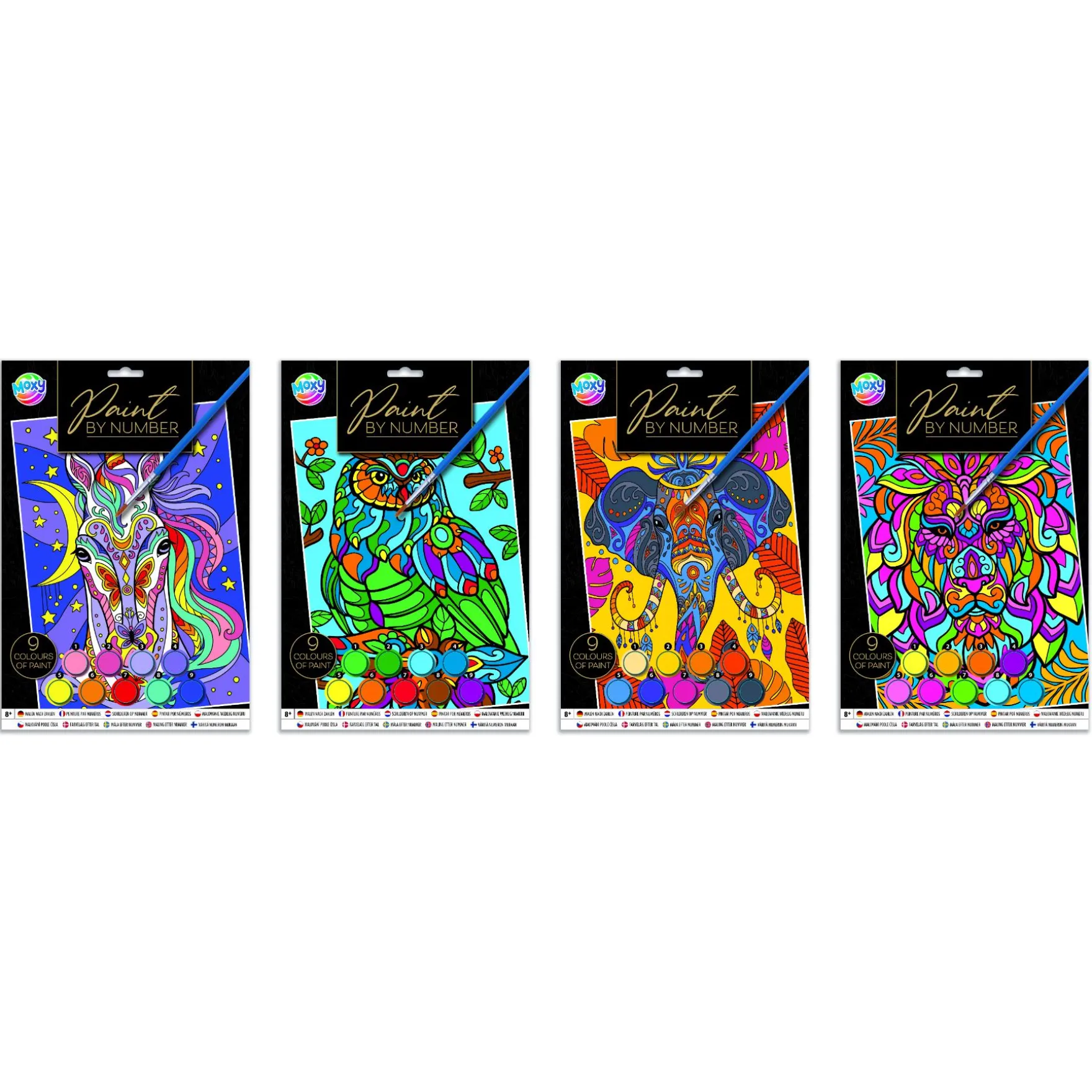 Schilderen op nummer A4 4 assorti