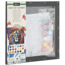 Schilderen op Nummer Luxe Zwart Canvas Leeuw 30x30