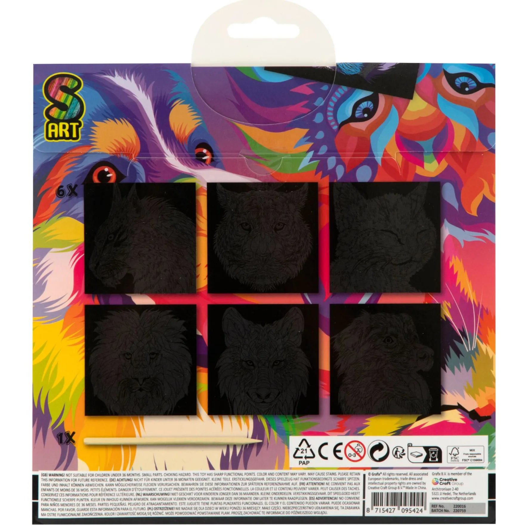 Scratch art met kleuren 7 delig 2 assorti