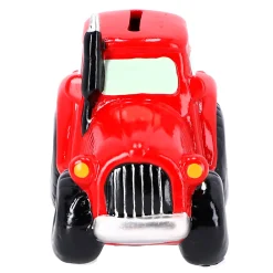 Spaarpot aardewerk tractor groen/rood ass