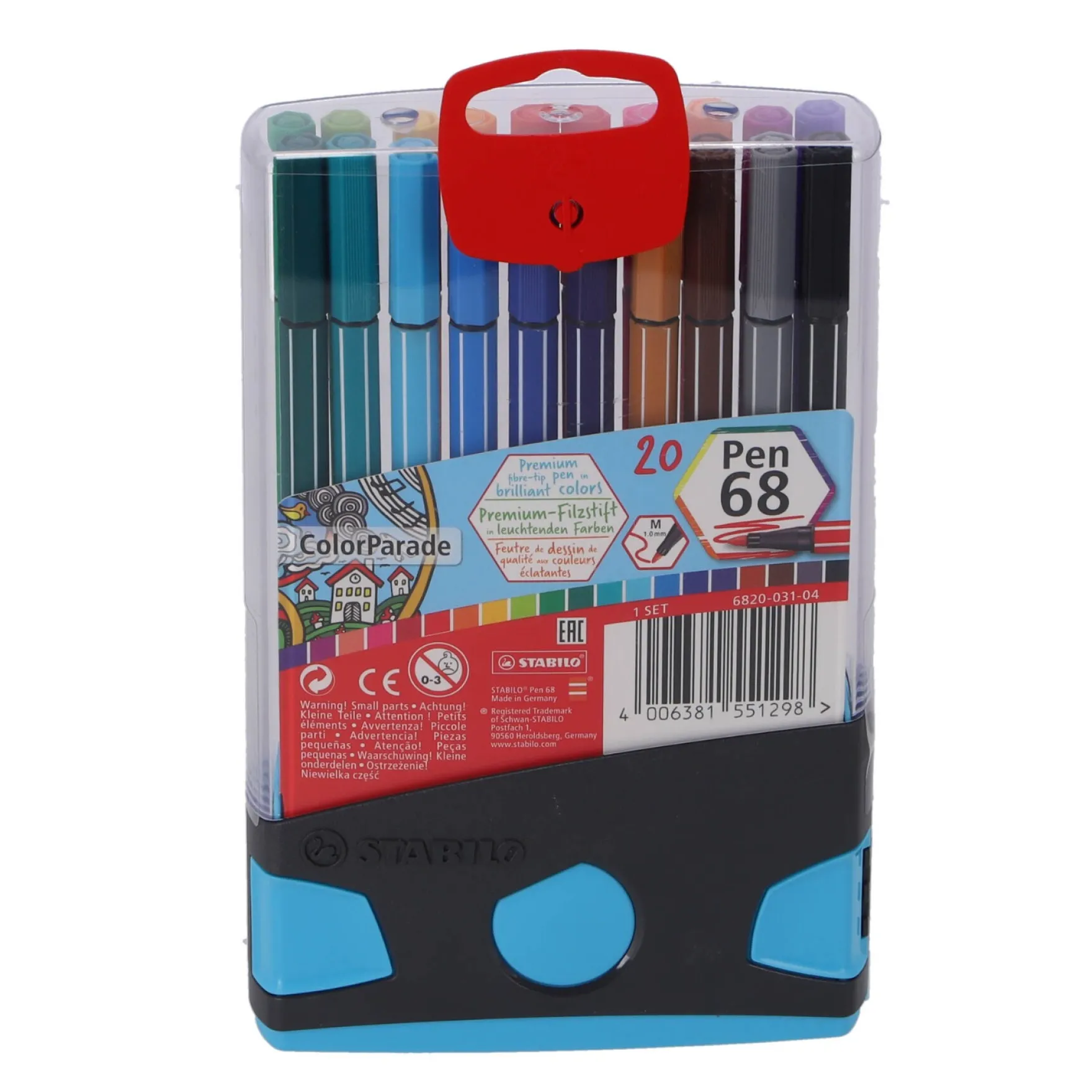 Stabilo Pen 68 Colorparade Antraciet/Lichtblauw 20 Kleuren