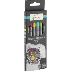 Stiften textiel markers 2-zijdig 6 stuks