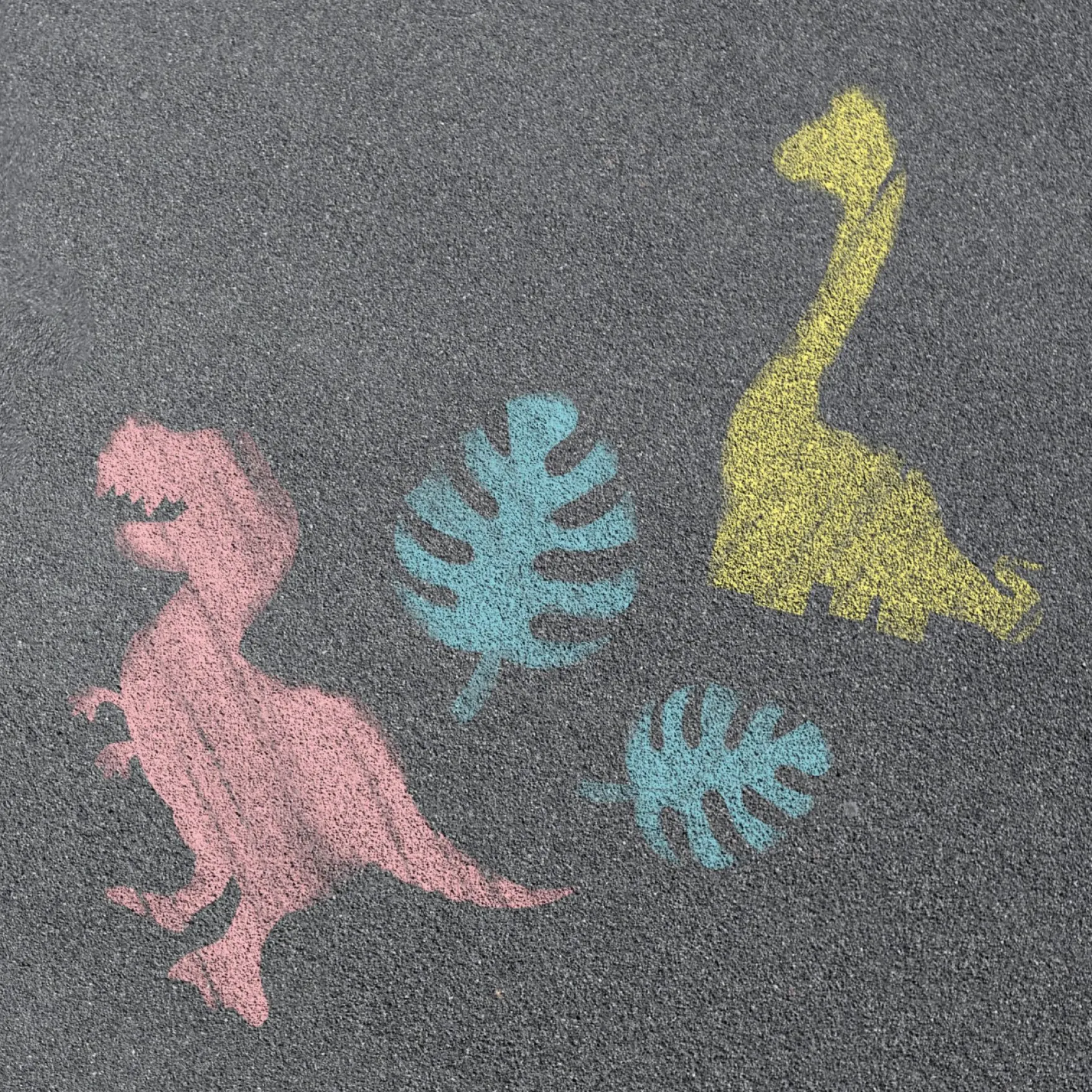 Stoepkrijt en 4 sjablonen dino