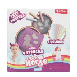 Stoepkrijt met 4 sjablonen eenhoorn