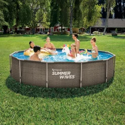 Summer Waves Zwembad Active Frame 366 X 76 cm Dark Double Rattan + filterpomp