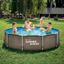 Summer Waves Zwembad Active Frame 305 X 76 cm Dark Double Rattan + filterpomp
