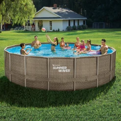 Summer Waves Zwembad Elite Frame 549 X 132 cm Dark Triple Basketweave + filterpomp