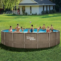 Summer Waves Zwembad Elite Frame 610 X 122 cm Dark Triple Basketweave + filterpomp