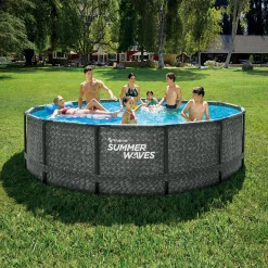 Summer Waves Zwembad Elite Frame 427 X 107 cm Dark Herringbone + filterpomp