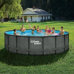 Summer Waves Zwembad Elite Frame 549 X 132 cm Dark Herringbone + zandfilterpomp
