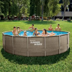 Summer Waves Zwembad Elite Frame 488 X 122 cm  Dark Triple Basketweave + zandfilterpomp