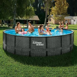 Summer Waves Zwembad Elite Frame 488 X 122 cm Dark Herringbone + filterpomp