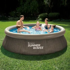 Summer Waves Zwembad Quick Set 305 X 76 cm Dark Double Rattan + filterpomp
