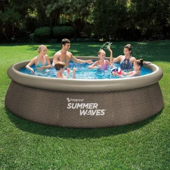 Summer Waves Zwembad Quick Set 366 X 76 cm Dark Double Rattan + filterpomp