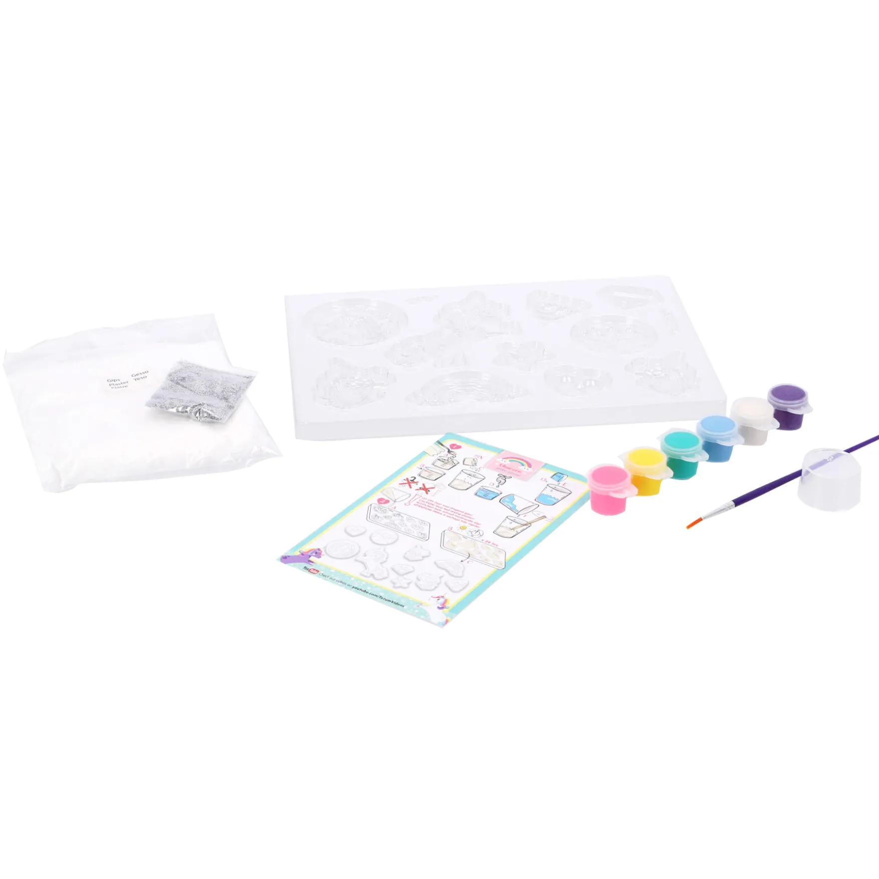 Totum unicorn glittergips en verfset