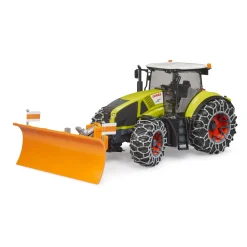 Tractor Claas Axion 950 met sneeuwkettingen en  ploegblad